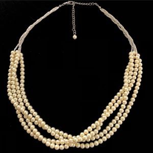 Four-Strand Pale Yellow Pearl Necklace